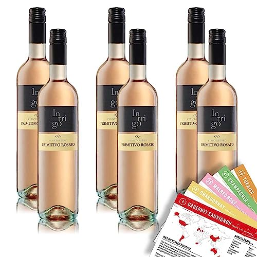 Intrigo Primitivo Rosato Puglia, trocken, sortenreines Weinpaket + VINOX Winecards (6x0,75l) von VINOX