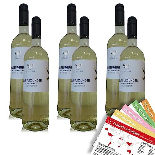 Justus Steineicher Grauburgunder QbA, trocken, sortenreines Weinpaket + VINOX Winecards (6x0,75l) von VINOX