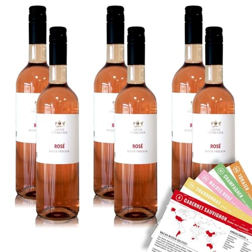 Justus Steineicher Rosé QbA, trocken, sortenreines Weinpaket + VINOX Winecards (6x0,75l) von VINOX