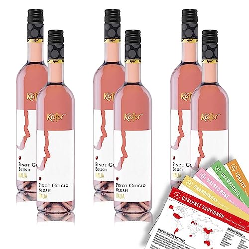 Käfer Pinot Grigio Blush DOC, trocken, sortenreines Weinpaket + VINOX Winecards (6x0,75l) von VINOX