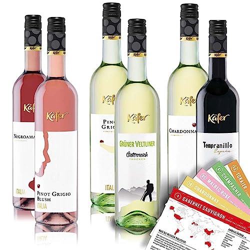 Käfer Probierpaket Europa, gemischtes Weinpaket + VINOX Winecards (6x0,75l) von VINOX