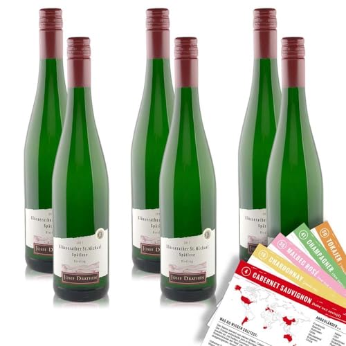 Klüsserather St. Michael Spätlese Riesling Weisswein, sortenreines Weinpaket + VINOX Weinkarten (6x0,75 l) von VINOX