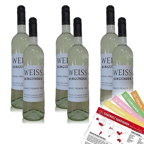 Krier Frères Weißburgunder Grand Premier Cru, trocken, sortenreines Weinpaket + VINOX Winecards (6x0,75l) von VINOX