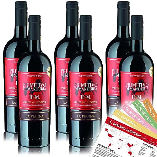 La Pruina Primitivo di Manduria DOP, trocken, sortenreines Weinpaket + VINOX Winecards (6x0,75l) von VINOX