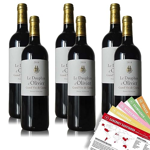 Le Dauphin d'Olivier Pessac-Léognan, trocken, sortenreines Weinpaket + VINOX Winecards (6x0,75l) von VINOX