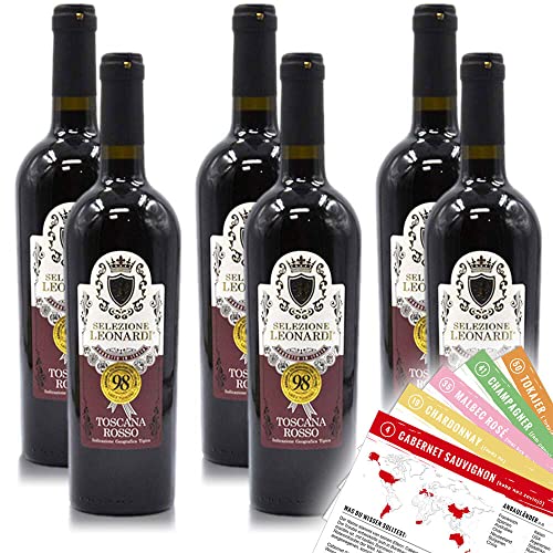 Leonardi Selezione Rosso IGT, trocken, sortenreines Weinpaket + VINOX Winecards (6x0,75l) von VINOX