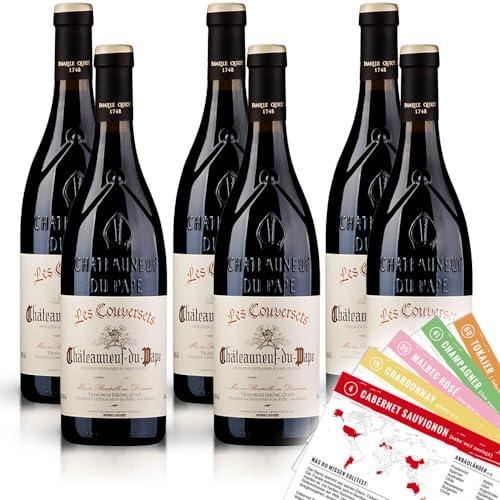 Les Couversets Châteauneuf-du-Pape, trocken, sortenreines Weinpaket + VINOX Winecards (6x0,75l) von VINOX