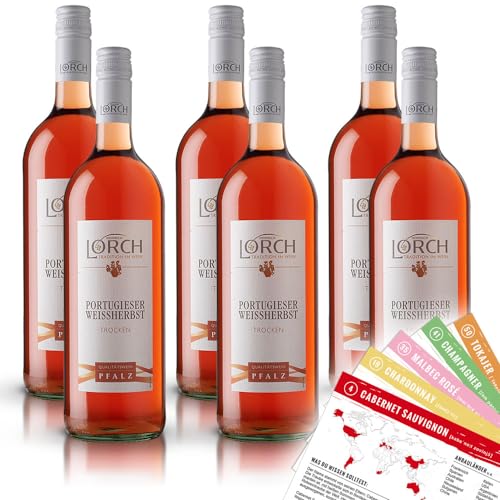 Lorch Portugieser Weissherbst QbA Rosé, trocken, sortenreines Weinpaket + VINOX Winecards (6x1,0l) von VINOX