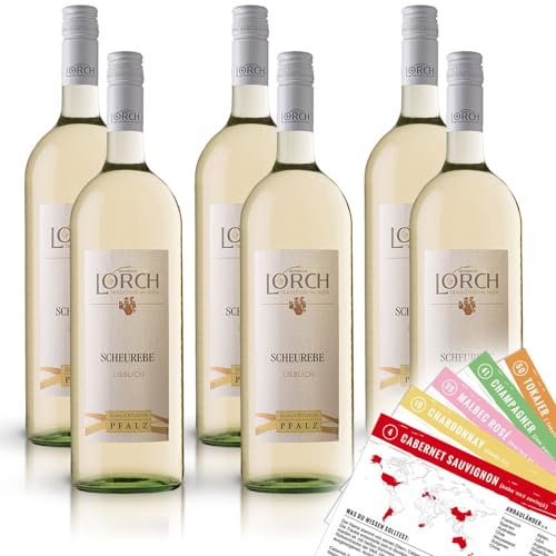 Lorch Scheurebe QbA, lieblich, sortenreines Weinpaket + VINOX Winecards (6x1,0l) von VINOX