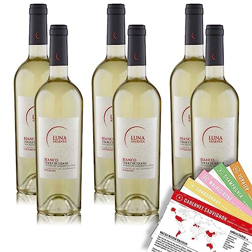 Luna Argenta Bianco Appassite, halbtrocken, sortenreines Weinpaket + VINOX Winecards (6x0,75l) von VINOX