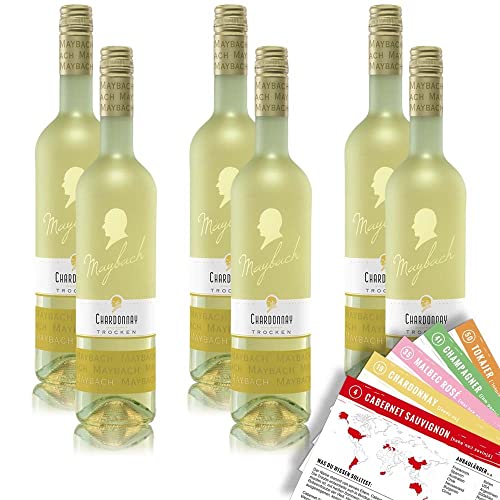 Maybach Chardonnay QbA, trocken, sortenreines Weinpaket + VINOX Winecards (6x0,75l) von VINOX