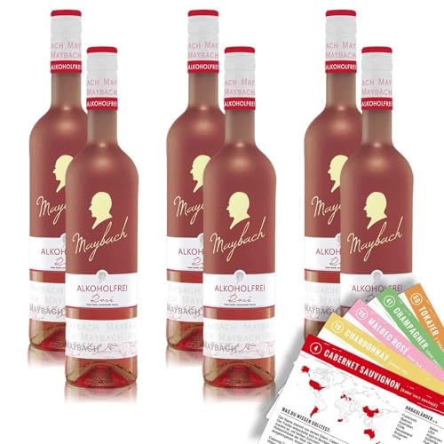 Maybach Roséwein, alkoholfrei, sortenreines Weinpaket + VINOX Winecards (6x0,75l) von VINOX