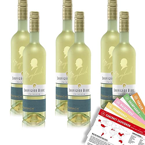 Maybach Sauvignon Blanc QbA, feinherb, sortenreines Weinpaket + VINOX Winecards (6x0,75l) von VINOX