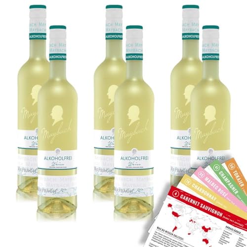 Maybach Weißwein, alkoholfrei, sortenreines Weinpaket + VINOX Winecards (6x0,75l) von VINOX