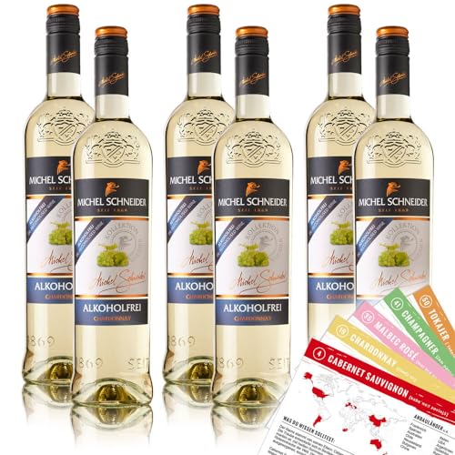 Michel Schneider Chardonnay, alkoholfrei, sortenreines Weinpaket + VINOX Winecards (6x0,75l) von VINOX