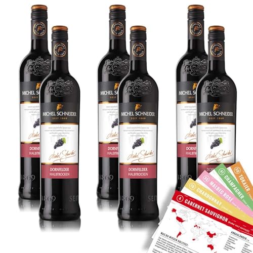 Michel Schneider Dornfelder QbA, halbtrocken, sortenreines Weinpaket + VINOX Winecards (6x0,75l) von VINOX