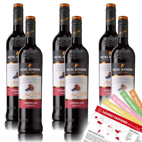 Michel Schneider Dornfelder QbA, lieblich, sortenreines Weinpaket + VINOX Winecards (6x0,75l) von VINOX