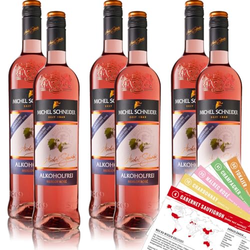 Michel Schneider Merlot Rosé, alkoholfrei, sortenreines Weinpaket + VINOX Winecards (6x0,75l) von VINOX