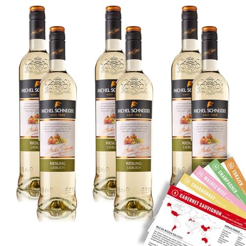 Michel Schneider Riesling QbA, lieblich, sortenreines Weinpaket + VINOX Winecards (6x0,75l) von VINOX