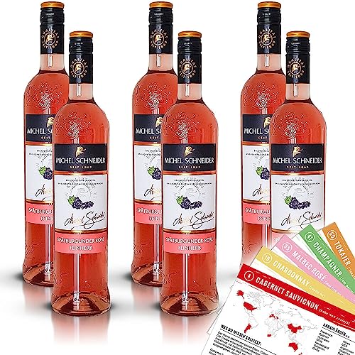 Michel Schneider Spätburgunder Rosé, feinherb, sortenreines Weinpaket + VINOX Winecards (6x0,75l) von VINOX