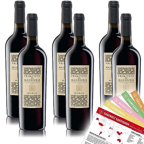 Mirus Primitivo di Manduria, trocken, sortenreines Weinpaket + VINOX Winecards (6x0,75l) von VINOX