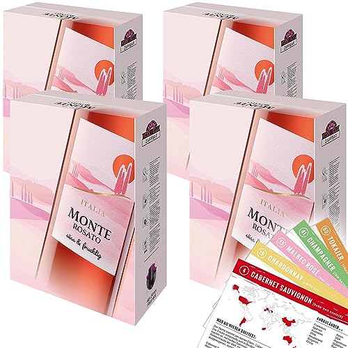 Monte Rosato, süß&fruchtig, Bag-in-Box, sortenreines Weinpaket + VINOX Winecards (4x3,0l) von VINOX