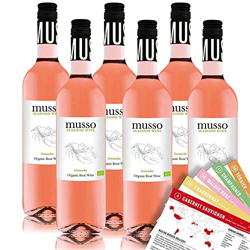 Musso Grenache Bio-Roséwein, trocken, sortenreines Weinpaket + VINOX Winecards (6x0,75l) von VINOX
