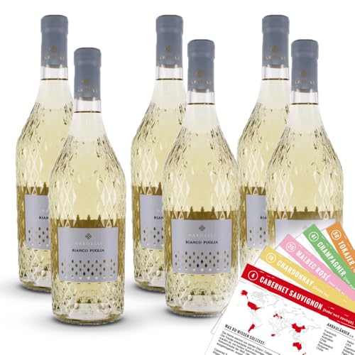 Nardelli "Diamant" Bianco Puglia, halbtrocken, sortenreines Weinpaket + VINOX Winecards (6x0,75l) von VINOX