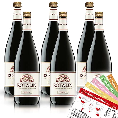 Nordmazedonien Rot, lieblich, sortenreines Weinpaket + VINOX Winecards (6x1,0l) von VINOX