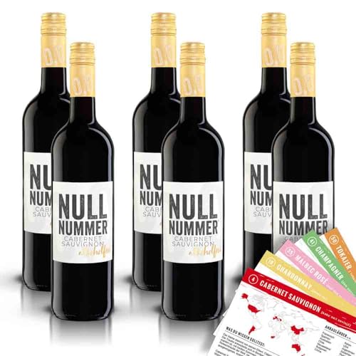 Nullnummer Cabernet Sauvignon, alkoholfrei, sortenreines Weinpaket + VINOX Winecards (6x0,75l) von VINOX