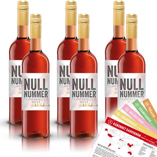Nullnummer Tempranillo Rosé, alkoholfrei, sortenreines Weinpaket + VINOX Winecards (6x0,75l) von VINOX