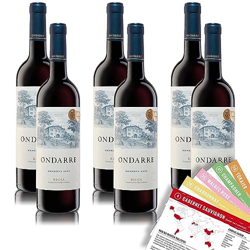 Ondarre Bodegas Reserva Rioja, trocken, sortenreines Weinpaket + VINOX Winecards (6x0,75l) von VINOX