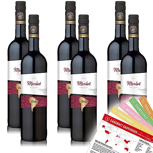 OverSeas Merlot, trocken, sortenreines Weinpaket + VINOX Winecards (6x0,75l) von VINOX