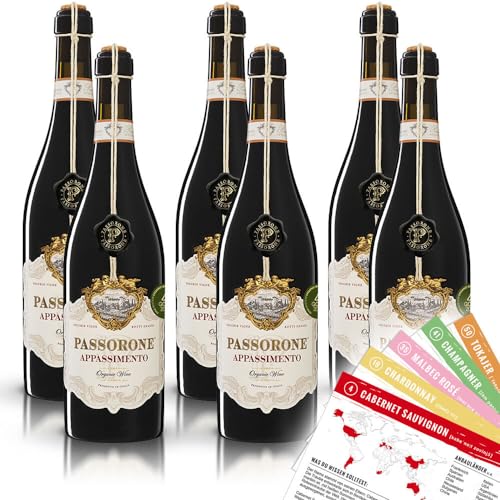 Passorone Appassimento Vino Passito IGT, halbtrocken, sortenreines Weinpaket + VINOX Winecards (6x0,75l) von VINOX