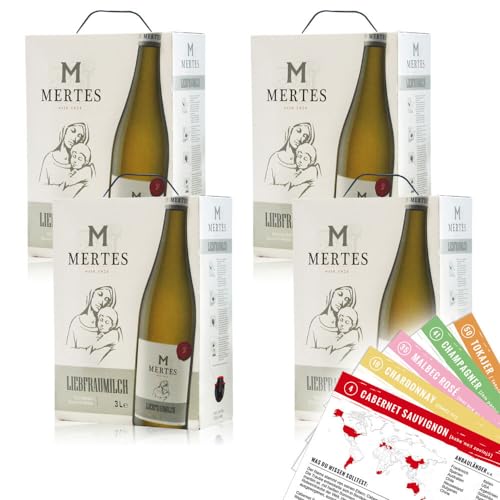 Peter Mertes Liebfraumilch QbA, lieblich, Bag-in-Box, sortenreines Weinpaket + VINOX Winecards (4x3,0l) von VINOX