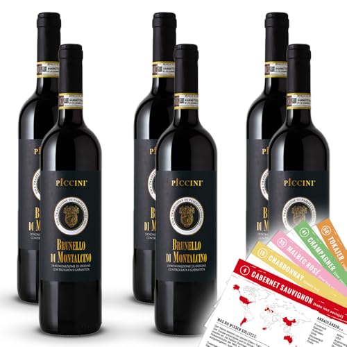 Piccini Brunello di Montalcino DOCG, trocken, sortenreines Weinpaket + VINOX Winecards (6x0,75l) von VINOX