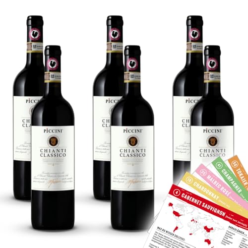 Piccini Chianti Classico DOCG, trocken, sortenreines Weinpaket + VINOX Winecards (6x0,75l) von VINOX