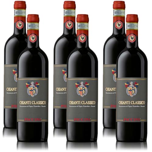 Piccini Chianti Classico DOCG, trocken, sortenreines Weinpaket + VINOX Winecards (6x0,75l) von VINOX