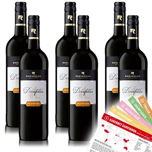 Rheinberg Dornfelder, halbtrocken, sortenreines Weinpaket + VINOX Winecards (6x0,75l) von VINOX