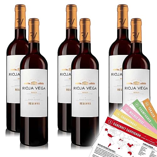 Rioja Vega Reserva DOC, trocken, sortenreines Weinpaket + VINOX Winecards (6x0,75l) von VINOX
