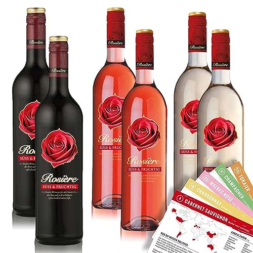 Rosiere süß & fruchtig Probierpaket, gemischtes Weinpaket + VINOX Winecards (6x0,75l) von VINOX