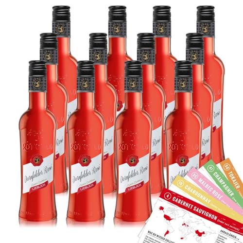 Rotwild Dornfelder Rosé QbA, lieblich, sortenreines Weinpaket + VINOX Winecards (12x0,25l) von VINOX