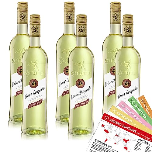 Rotwild Weißburgunder QbA, halbtrocken, sortenreines Weinpaket + VINOX Winecards (6x0,75l) von VINOX