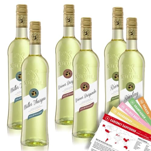 Rotwild Weißwein Probierpaket, gemischtes Weinpaket + VINOX Winecards (6x0,75l) von VINOX