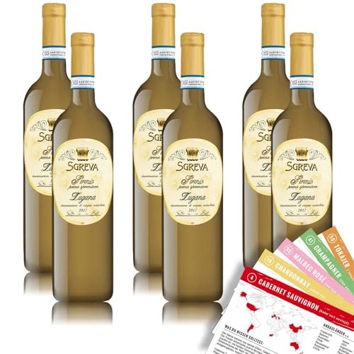 Sgreva Lugana Sirmio DOC, trocken, sortenreines Weinpaket + VINOX Winecards (6x0,75l) von VINOX
