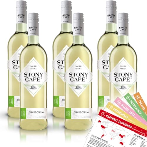 Stony Cape Chardonnay, trocken, sortenreines Weinpaket + VINOX Winecards (6x0,75l) von VINOX