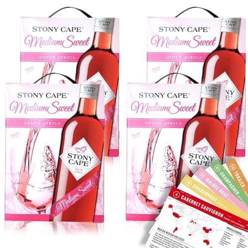 Stony Cape Medium Sweet Rosé, lieblich, Bag-in-Box, sortenreines Weinpaket + VINOX Winecards (4x3,0l) von VINOX