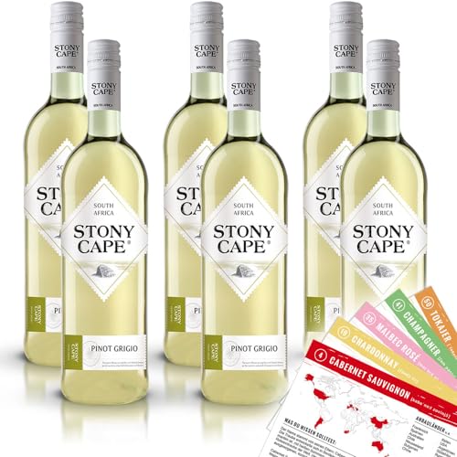 Stony Cape Pinot Grigio, trocken, sortenreines Weinpaket + VINOX Winecards (6x0,75l) von VINOX