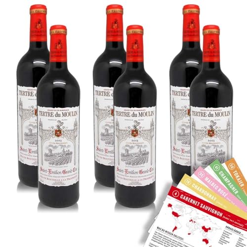 Tertre du Moulin Saint-Émilion Grand Cru, trocken, sortenreines Weinpaket + VINOX Winecards (6x0,75l) von VINOX