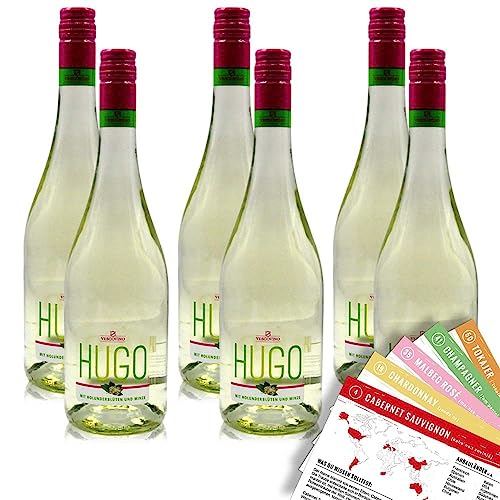 Vescovino Hugo Holunderblüte & Minze Weiß, früchtig, sortenreines Weinpaket + VINOX Winecards (6x0,75l) von VINOX
